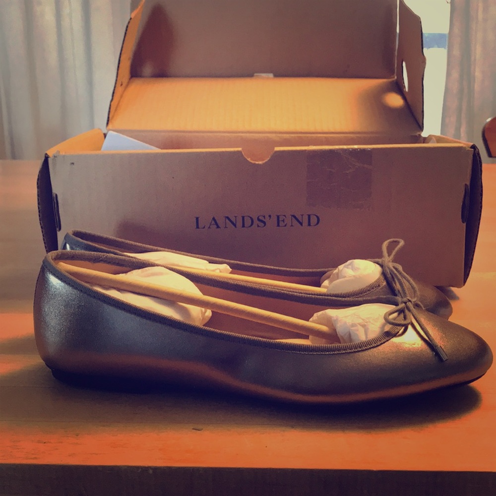Lands’ End Bianca Bow ballet flat NEW round toe